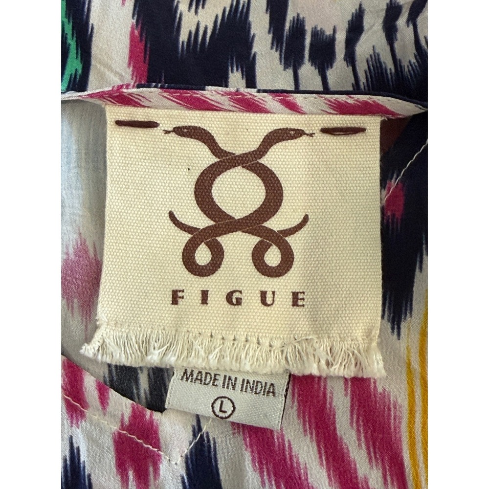 Figue Ikat Avery Maxi Dress V-Neck Tassel Boho Chic Resortwear Tribal Size Large - Picture 9 of 11